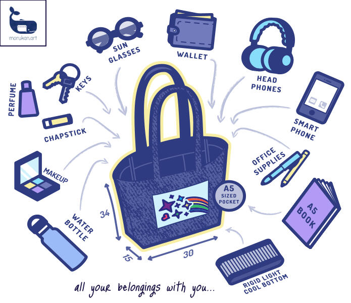 morukan.art - let's carry all your belongings with you a great tote bag in denim with artwork