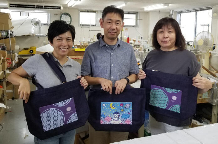 morukan.art - who sews the parts in fabric for our great tote bag